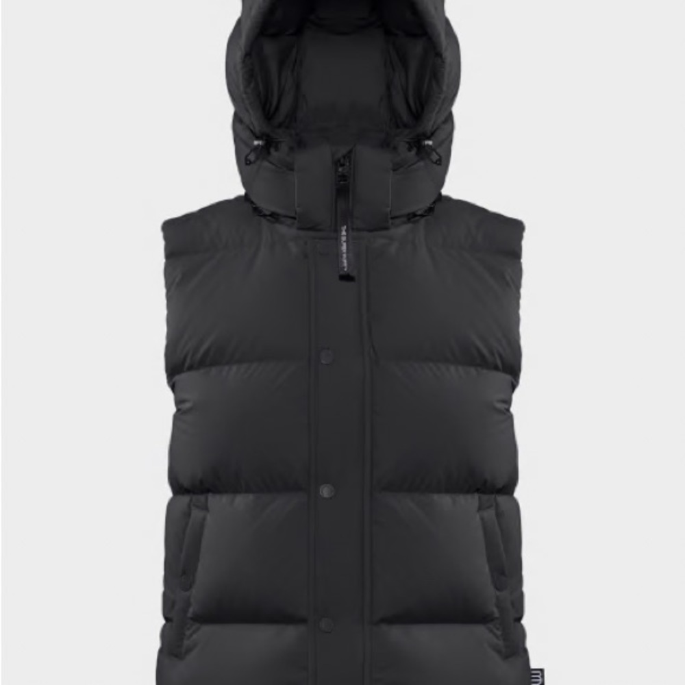 TNA Black Quilted Puffer Vest with Hood